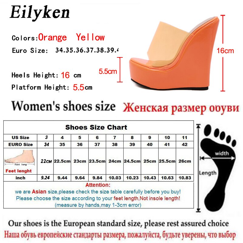Eilyken pvc jelly orange gul plattform wedges tofflor för kvinnor rejäla tofflor sandaler skor storlek 35-42
