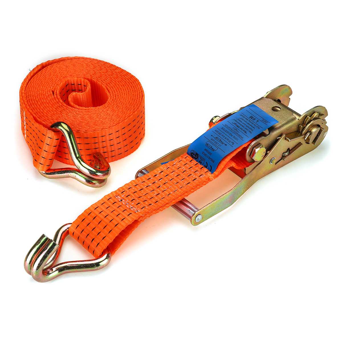 Draagbare Zware Tie Down Cargo Strap Bagage Sjorren Sterke Spanband Riem Dubbele J Haken Met Metalen Gesp 6M 5 Ton