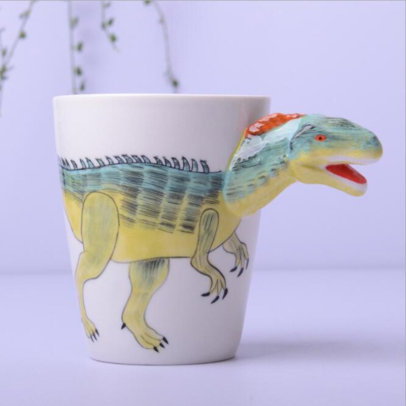 Tasse en céramique 400ml animaux de dessin animé tasse à café et lait tasse de couleur peinte à la main 3d animaux bureau maison enfant tasse: Ankylosaure