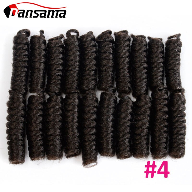 DANSAMA 6 Inch Short Curly Spring Crochet Braiding Hair 20 Roots/pack Synthetic Crochet Braids Hair Extensions: #4 / 3Pcs/Lot