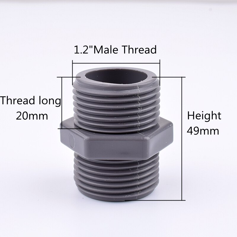1-10pcs 1/2“ - 2“ Male Thread PVC Connector PVC Pipe Adapter Garden Irrigation Watering Fittings Plumbing Accessories: 1pc / 1.2 Inch Grey