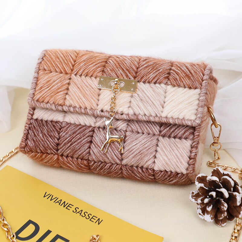 Wol Hand-Geweven Zak Opbergtas Decoratieve Gehaakte Diy Materiaal Pakket Accessoires: 13