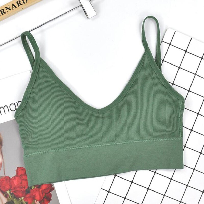 Women Sexy Crop Tops Tube Top Female Streetwear Sleeveless Camis Seamless Sports Lingerie Tee Bra Crop Top Bandeau Top Tank: Green