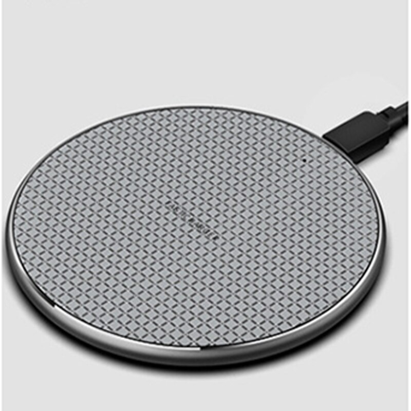 Qi wireless fast charger ultra-thin metal pad 15W wireless fast charger for iPhone13por Huawei Android Samsung S9 Note8 adapter: 02 grey