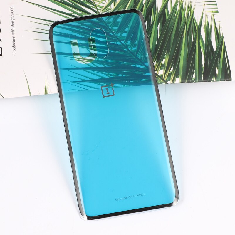 6 t original capa de habitação traseira para oneplus 6 t um mais porta traseira fosco brilhante reparação vidro substituir bateria caso + logotipo cola: Clear