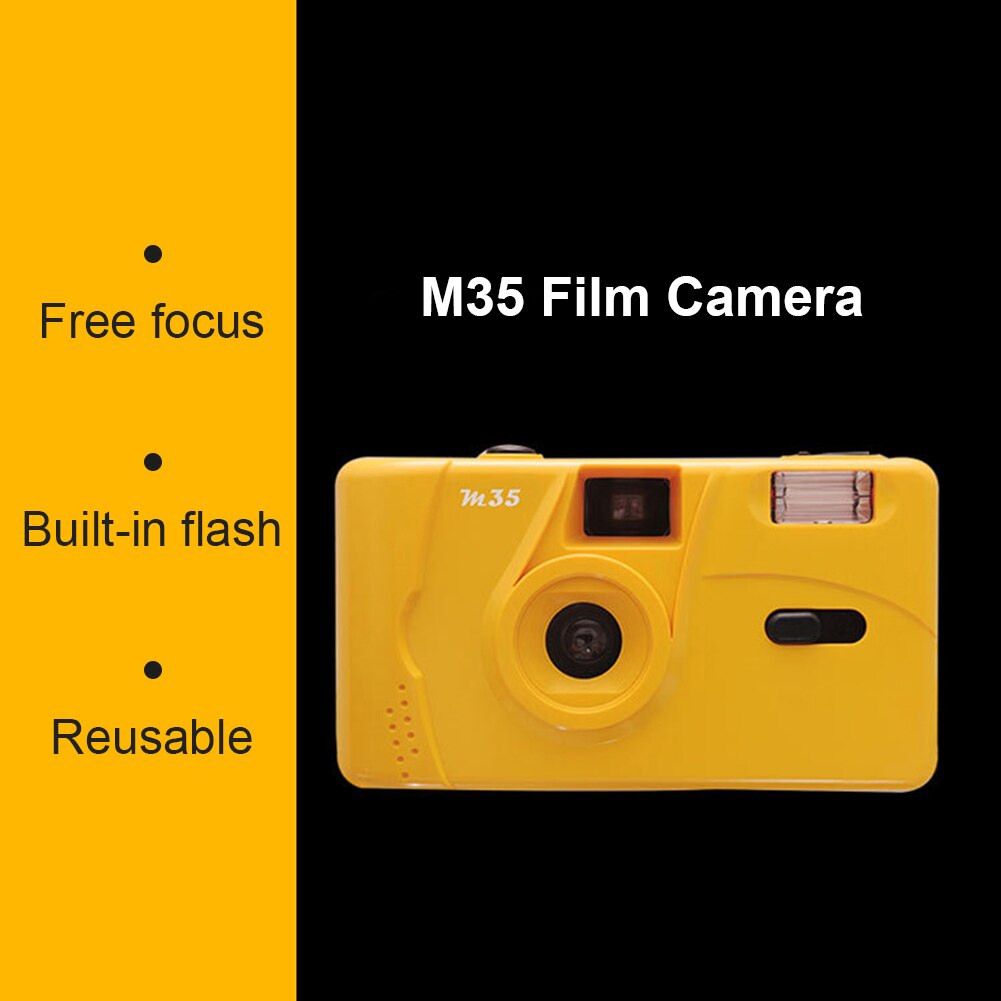 Vintage M35 35mm Manual Reusable Film Camera with Flash Function Non-Disposable Retro Film Machine
