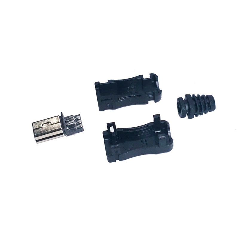 10 pcs/lot USB Male 5 Pin With Sheath Connectors Plastic Shell MINI USB Connector Jack Tail Plug Mini Sockect Terminals