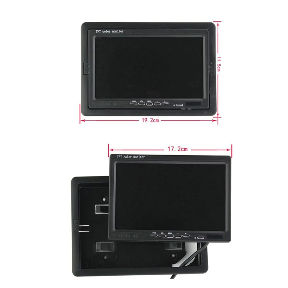 Uvusee 12V-24V 7" TFT LCD Color Monitor 2 Channel 4 Pin Input for Bus Truck RV Rear View Reversing Backup Camera Security