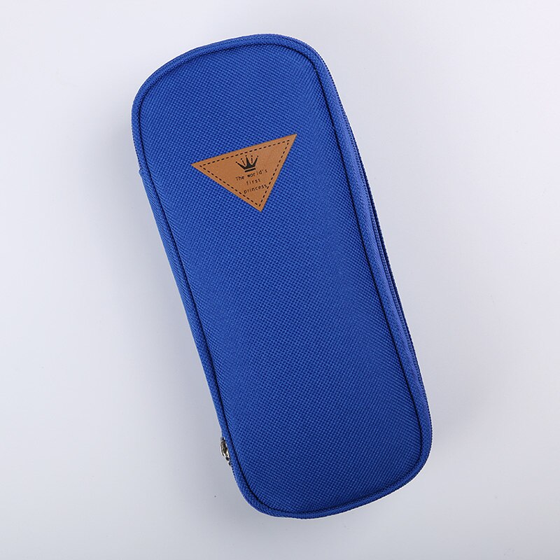 1 PC Doce Cor Estilo Coreano Caixa de Lápis Da Lona Multifuncional Saco Organizador De Armazenamento De artigos de Papelaria Material Escolar Papelaria Escolar: Dark Blue