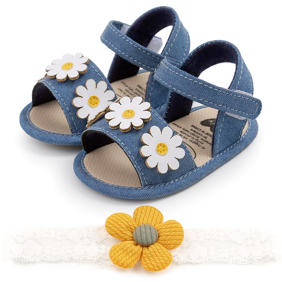 Scarpe da bambina estive con sandali a fiori per 0-18 mesi: D / 0-6 mesi
