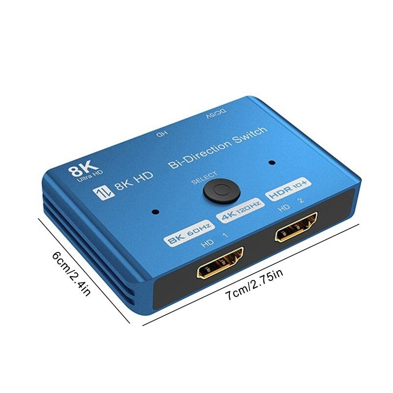Selector de interruptor bidireccional compatible con HDTV DP1.4, 1 en 2, Salida 2 en 1, caja de conmutador 8k 60hz/ 4k 120hz