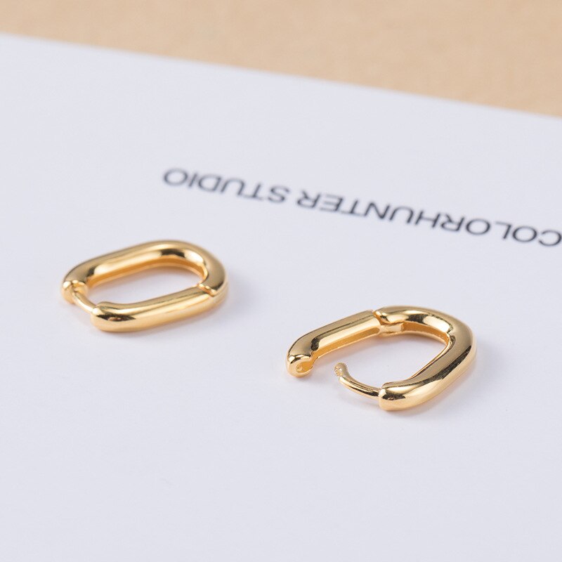 Small Geometrical Solid Oval Earrings Gold Silver Color Small Hoop Earrings For Women Prevent Allergy Jewelry