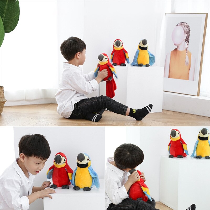 Praten Papegaai Pratende Papegaai Knuffel Elektronische Vogel Pet Talking Pluche Papegaai Voor Kinderen Vroege Onderwijs Speelgoed (Blauw)