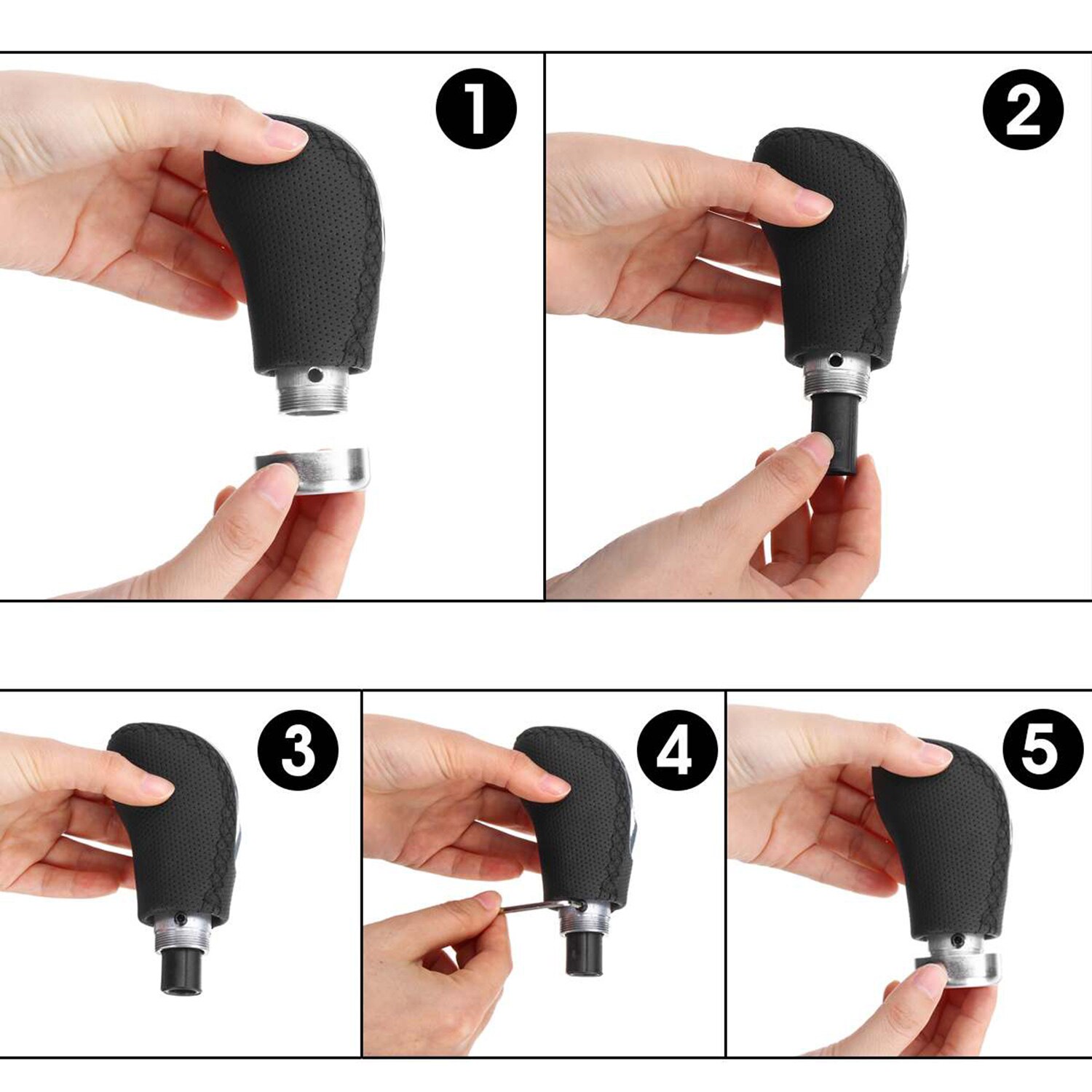 Universele 5 Snelheid Of 6 Speed Pookknop Pu En Lichtmetalen Shifter Lever Stick Vervanging Voor Alle Handgeschakelde Auto zwart/Rood Optionele
