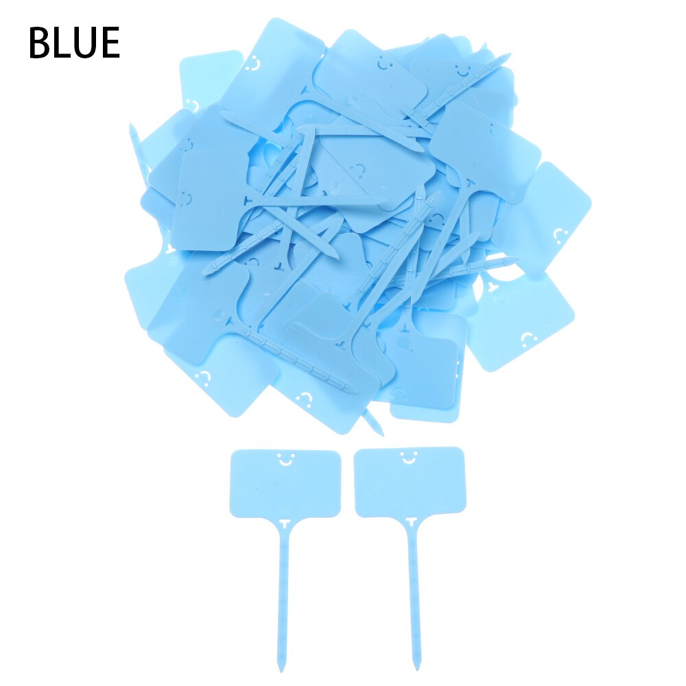 100pcs T Shape Garden Labels Gardening Plant Classification Markers Sorting Seedling Tags Greenhouse Nursery Pots Writing Plate: Blue