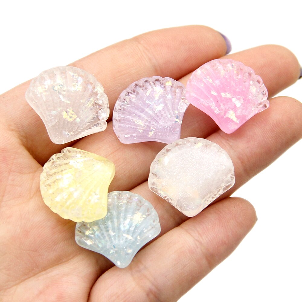 10 stk slikfarvet pailletter skal 3d harpiks flatback cabochon håndværk tilbehør diy ,10 yc 11635