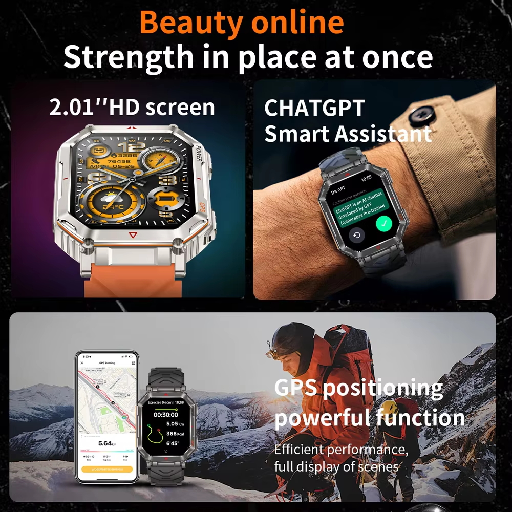 2025 Nuovo GPS SmartWatch Da Uomo Incorporato ChatGPT AI Assistente Bussola Altimetro Barometro Esterno 3ATM Impermeabile sport Smartwatch