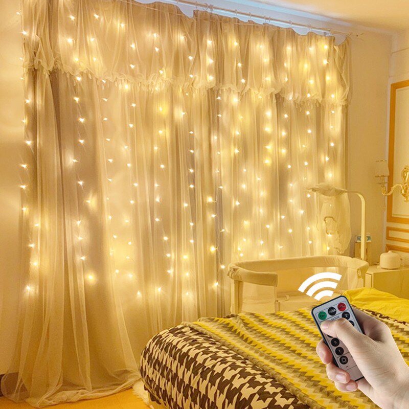 LED Gypsophila Icicle Rainbow Curtain String Lights Remote Control Bedroom Decor Fairy Light USB Power Garlands for Wedding Xmas
