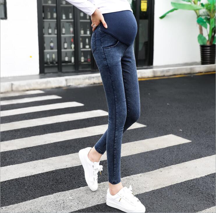 Maternity Pants for Pregnant Women Washed Skinny Jeans Pregnancy Pants Belly Snowflake High Elastic Stretch Denim Trousers