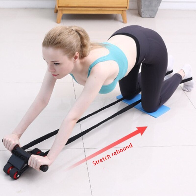 4 Wheels Roller Wheel Abdominal Exercise Home Gym Equipment for Men Women Core Strength &amp; Abdominal Exercise Workout