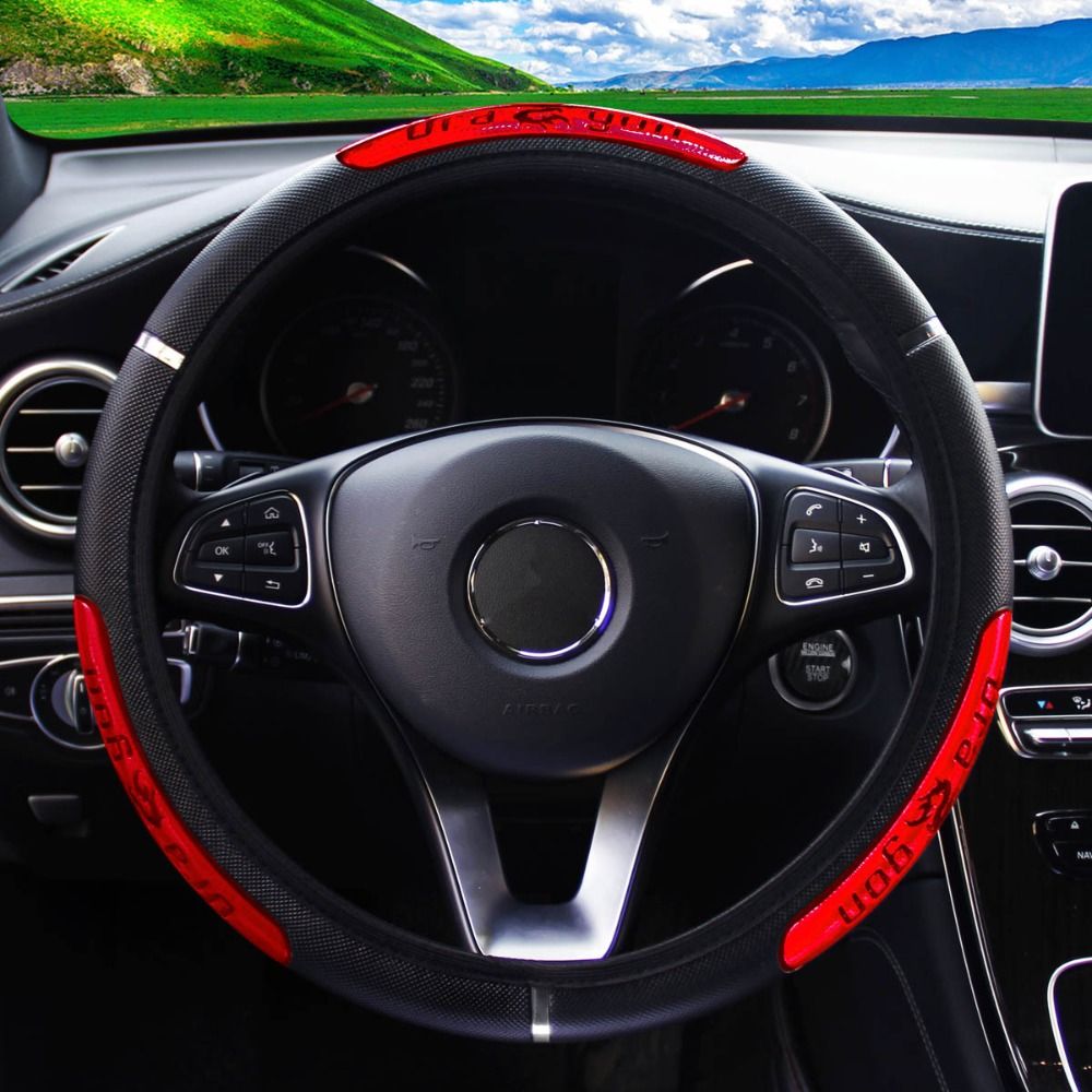 PU Leather Elastic Car Steering Wheel Cover Anti Slip Breathable Steering Wheel Protector Auto Interior Accessories