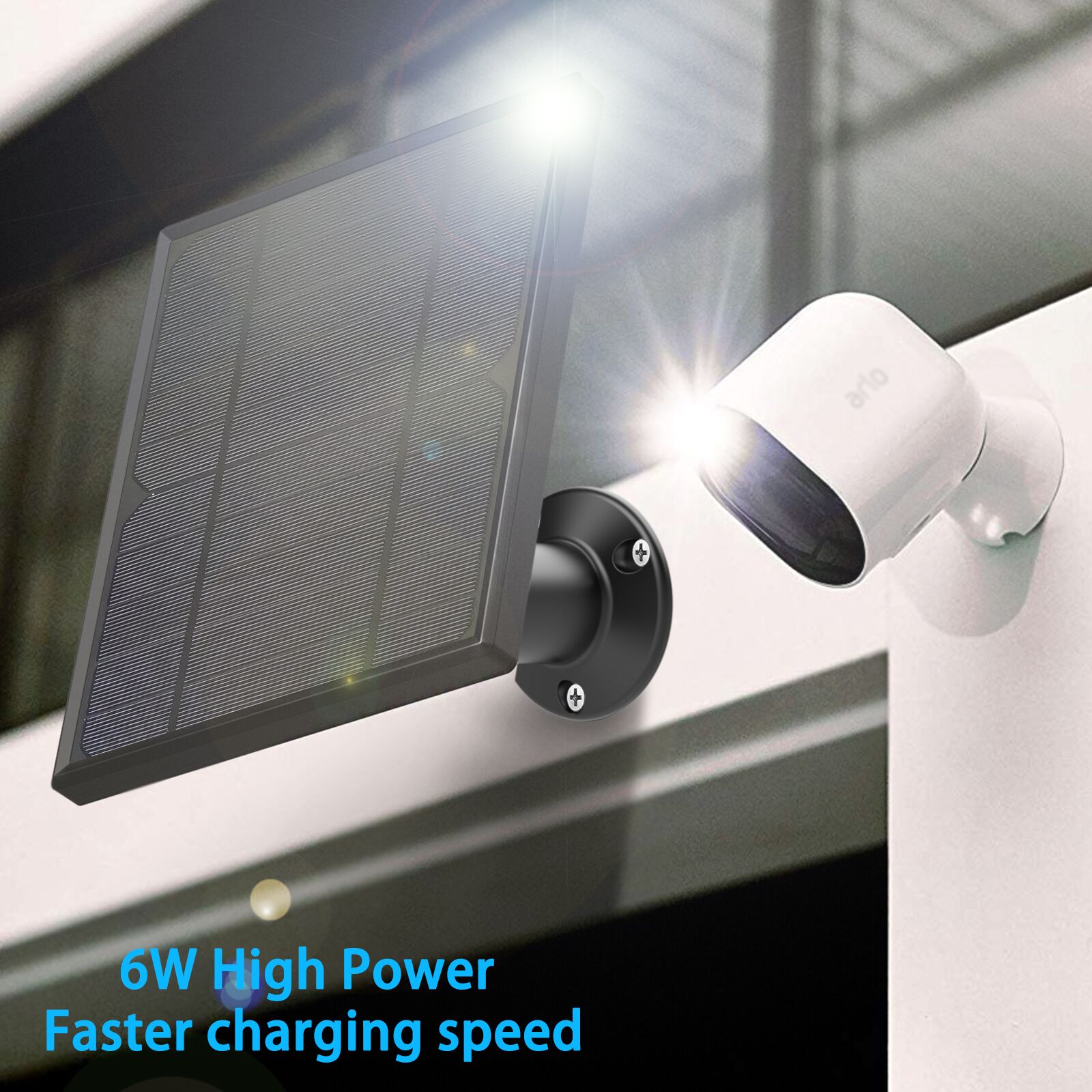 6W 6V Solar Panel Charging for Arlo Ultra/ Ultra 2 /Arlo Pro 3/Pro 4/ Arlo Pro 3 Floodlight/GO 2