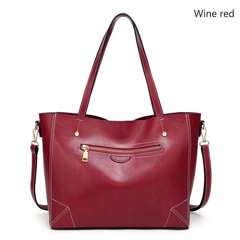 nuevos bolsos de bolso bandolera bolso de mano de gran capacidad bolso de negocios de cuero: Wine red