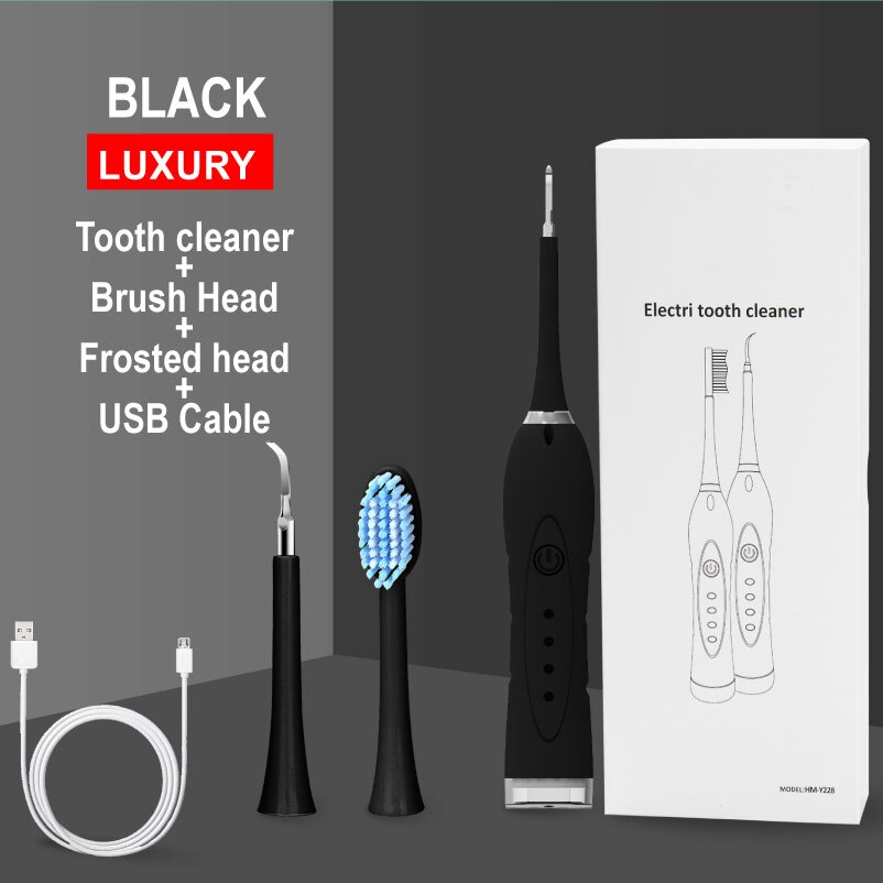 Sonic Dental Scaler Zahn Zahnstein Entferner Ultra sonic Wiederaufladbare Elektrische Zahnbürste Flecken Zahnstein Werkzeug Bleichen Zahn Reiniger: Black 2