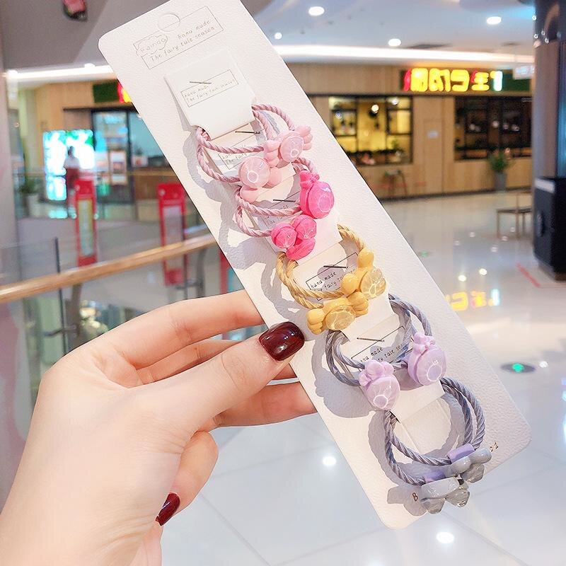 10 pièces/sac mignon dessin animé Fruit fleur élastique cheveux élastiques pour enfants enfants filles Scrunchie cravate cheveux anneau corde accessoires: Bow candy
