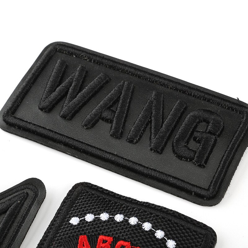 Embroidery Black PU Leather Sew on Iron on Patch Clothing Diy Appliques for Jacket Cap Bag Decoration Stripe