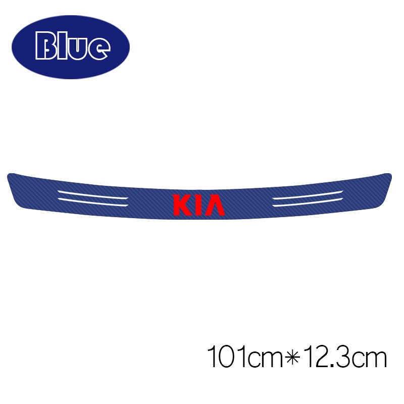 1 stk auto styling bagkofanger beskyttelse kulfiber mærkat til kia rio ceed sportage cerato soul sorento  k2 k5 tilbehør: 101 cmx 12.3cm blå