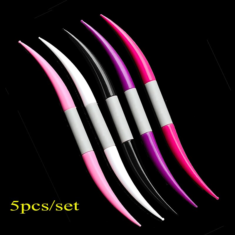 5 Stks/set 2 End Curve Rubber Beschermd Plastic Puntjes Pen Marbleizing Tool Nail Art Dot Puntjes Zwarte Vlekken Potlood Voor kristallen