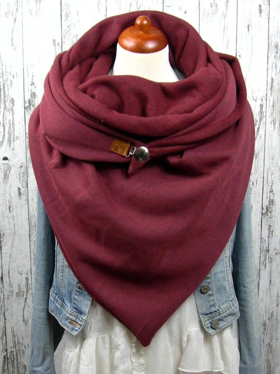 Casual Thick Warm Shawl Scarf Solid Color Triangle Wraps: W50-R
