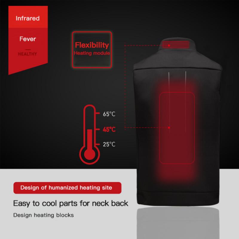 Winter Warm Electric Heated Vest USB Rechargeable Infrared Heating Vest Jacket Outdoor Flexible Thermal Clothing Waistcoat Vest
