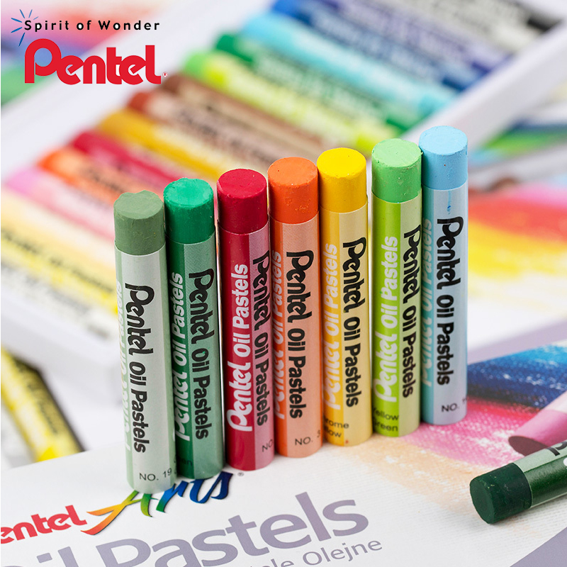 Pentel phn 12/25/36/50 farver runde farveblyanter til børn sæt bløde olie pasteller tegningstegn til børn