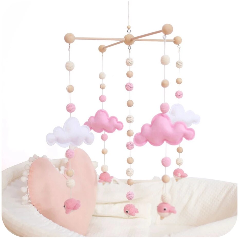 Colgador móvil de madera para cuna de bebé, marco de madera para cuna, manualidades, juguetes hechos a mano, soporte móvil para recién nacido, 1 Juego