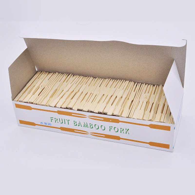 1000PCs Disposable Wood Fork 9cm Eco-friendly Bamboo Forks for Fruit Buffet Restaurant Bar Cafe Market Parties Barbecue BBQ