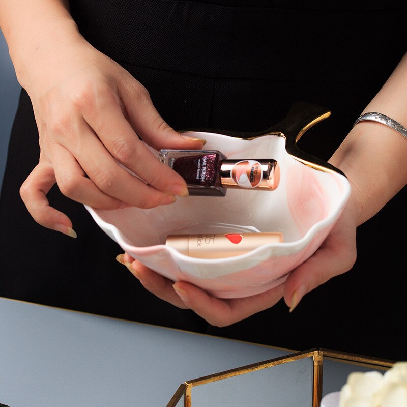 Eenvoudige Gloden Marmer Keramische Schotel Soep Rijstkom Salade Sieraden Opbergvak Decoratieve Servies YHJ021104