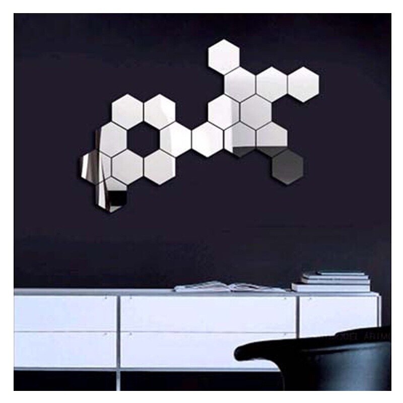 Pegatina reflectante para espejo de pared, decoración artesanal de forma hexagonal de panal de abeja, pegatina decorativa para dormitorio, cocina y baño, 12 Uds.