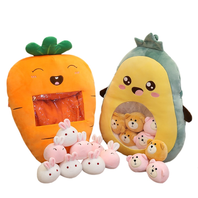 8 stk/pose kawaii kanin snack pude jordbær fyldt frugt dukke avocado/banan/gulerod baby fødselsdag værelse dekoration