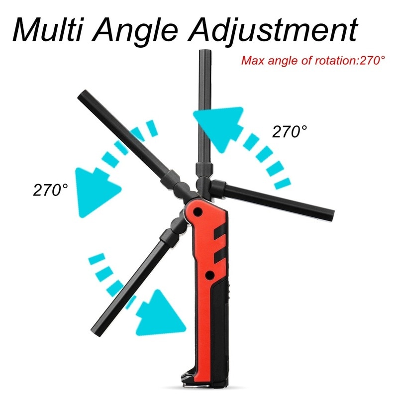 USB Rechargeable COB LED Work Light Magnetic Inspection Lamp with Hook Built In 2000mAh 18650 Battery