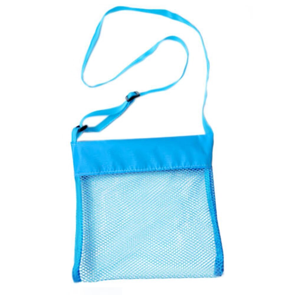 Lichtgewicht Mesh Tas Grote Capaciteit Vrouwen Messerger Zakken Speelgoed Tool Storage Collection Pouch Tote Mom Kids Baby Beach Bag: Blue