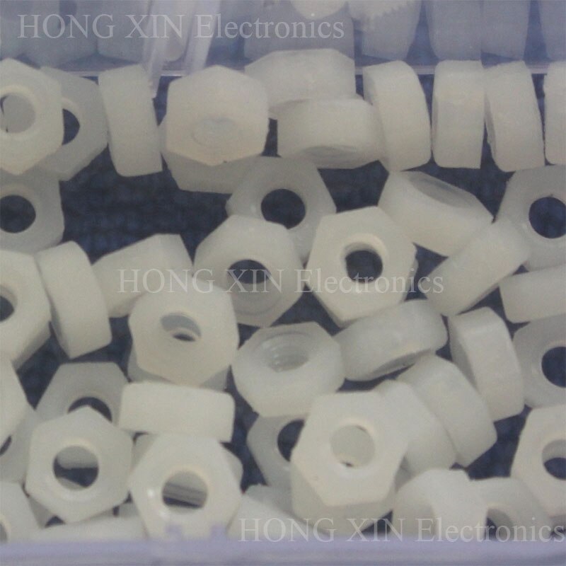 160Pcs White M3 PCB Plactic Threaded Hexagon Button Head Cross Screws nuts Bolt Assortment kit set Fastener Hardware