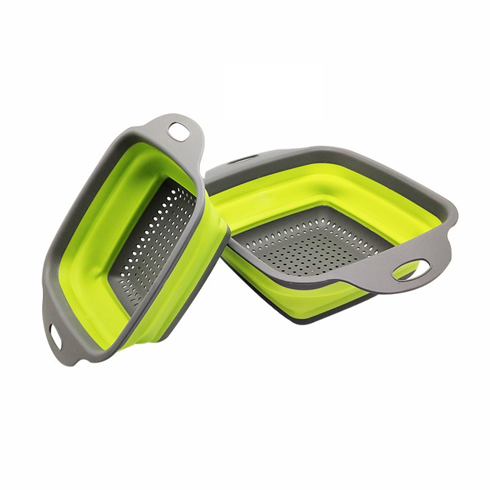 Vergiet Afdruiprek Opvouwbare Zeef Fruit Groente Wassen Opslag Mand Silicone Inklapbare Afdruiprek Mand Keuken Gereedschap: Green / S