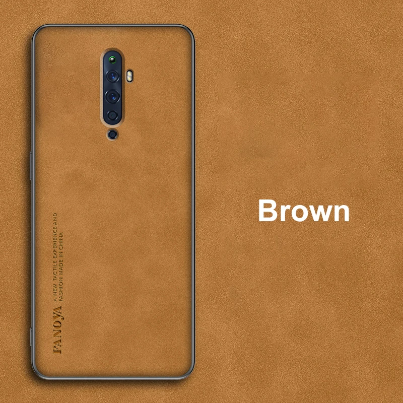 Luxury PU Leather Case For OPPO Reno 2 Z 2Z 2F Cover Matte Silicone Protection Phone Case For OPPO Reno 10X Zoom Reno2 Z F Coque: Denim / Brown