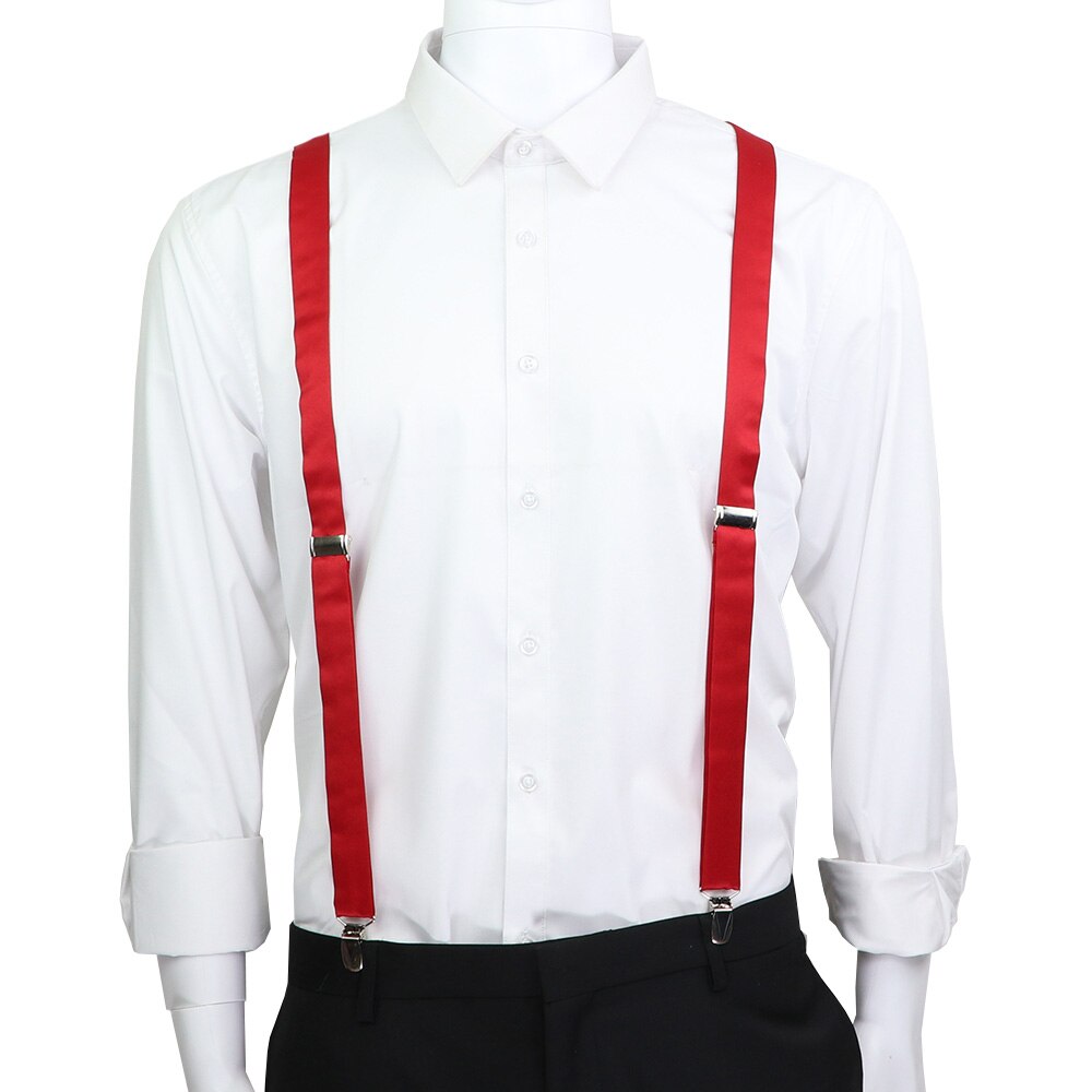 Suspensórios de couro elástico, cor sólida, conjunto de gravata borboletas ajustáveis para homens e mulheres, tiras para festa de casamento, acessórios de gravata, presente: Brace 23