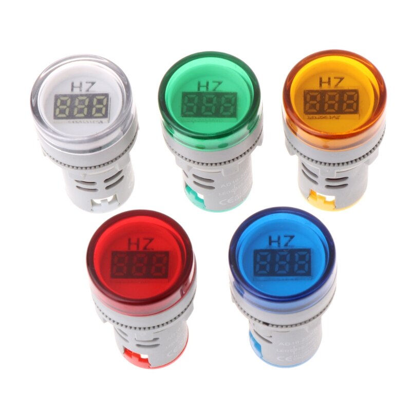 22mm LED Digital Display Electricity AC Frequency Meter Indicator Signal Lamp Lights Tester Combo Measuring Range 20-75Hz