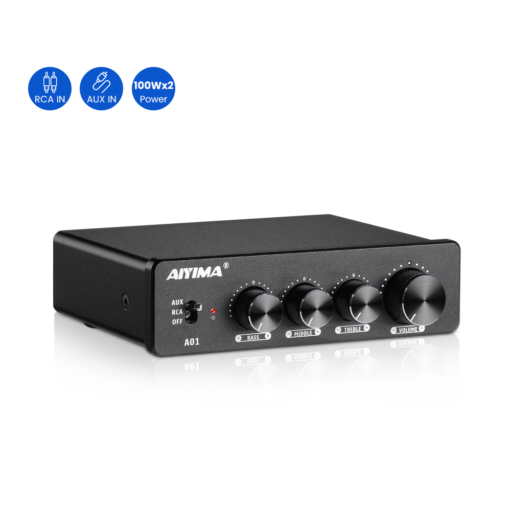 AIYIMA Bluetooth Audio Amplifier A01 PRO A01 TPA3116D2 HIFI Sound Amplifier 2.0 Stereo 100Wx2 Class D Home Theater Amp: SKY BLUE / 110 V
