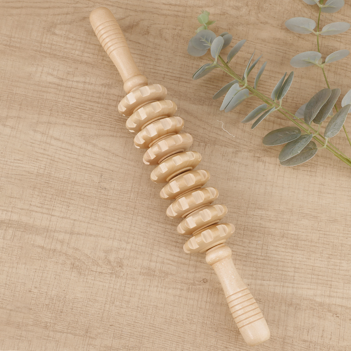 Rolo massageador de terapia de madeira, ponto de gatilho, bastão massageador para fáscia, celulite, músculo e abdômen, corpo, alívio da barriga muscular também: Chocolate