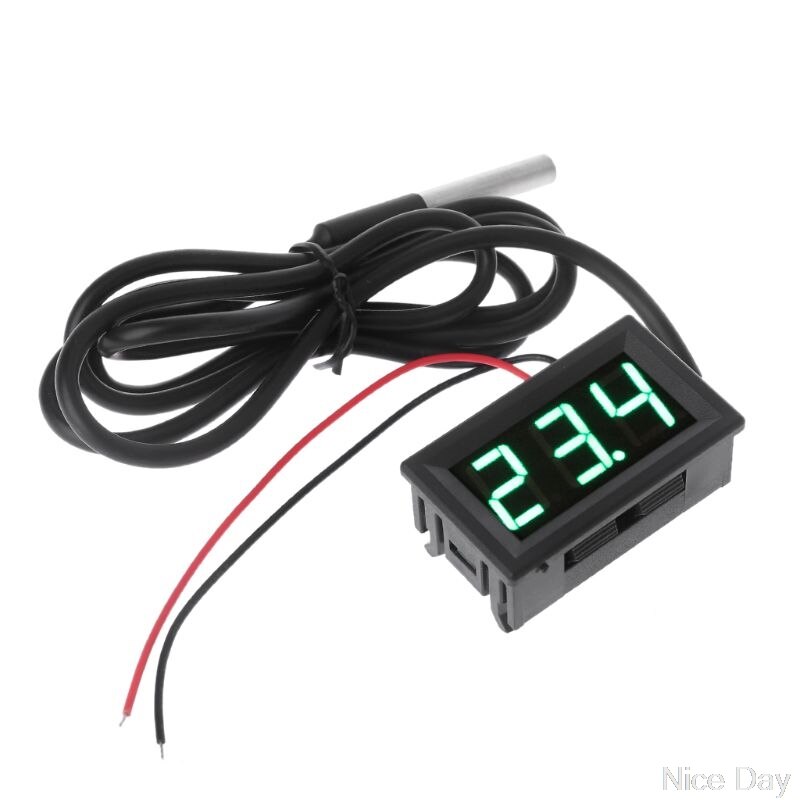 0.56&quot; DS18B20 Digital Thermometer Waterproof Temperature Sensor Probe DC 12V 24V M22 20: GN